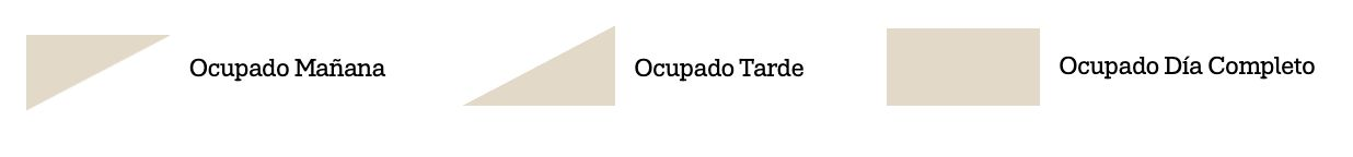 Leyenda del calendario - Ocupado Mañana, Ocupado Tarde, Ocupado Día Completo